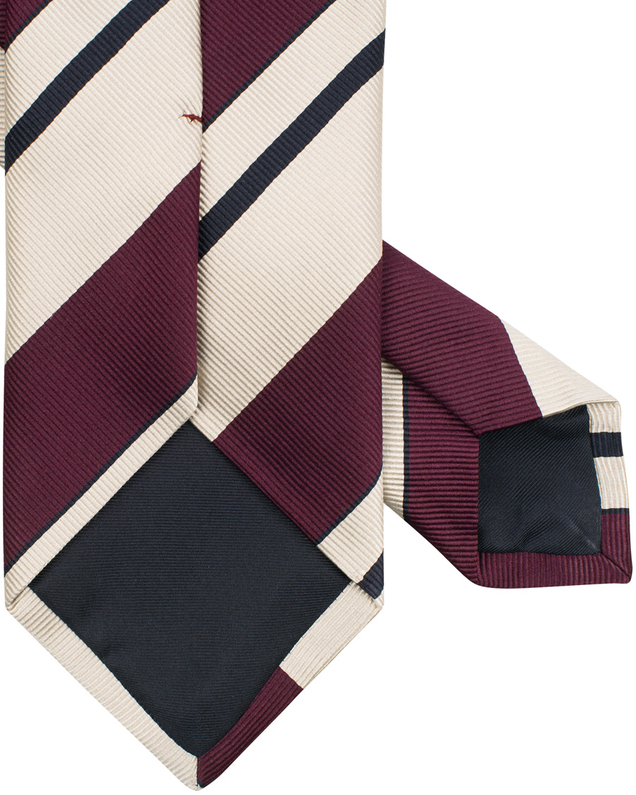 Herre | Drake's Navy Tip Reppe Silk 8 cm Tie Beige | Drake's | Navy Tip Reppe Silk 8 cm Tie Beige