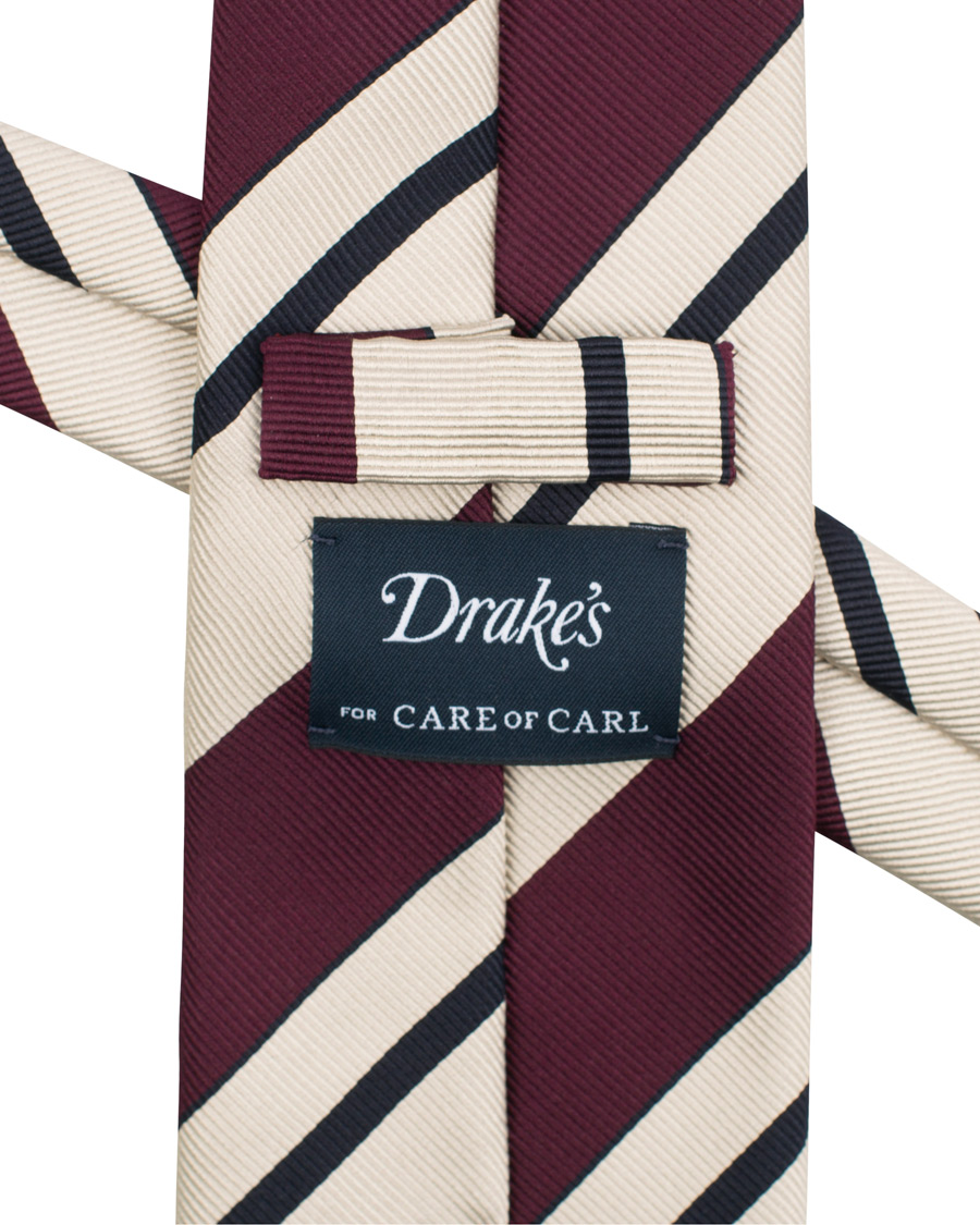 Herre | Drake's Navy Tip Reppe Silk 8 cm Tie Beige | Drake's | Navy Tip Reppe Silk 8 cm Tie Beige