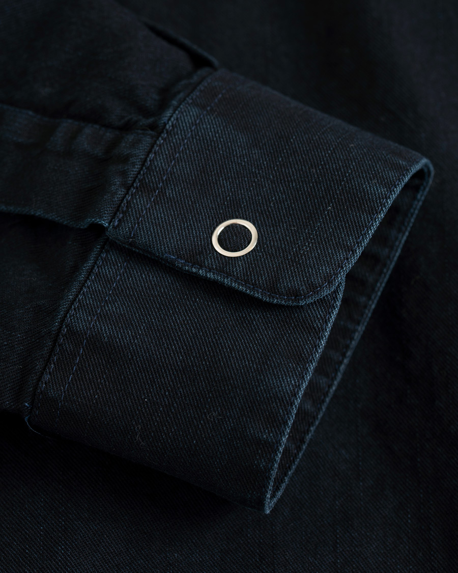 Herre | Skjorter | Schnayderman?s | Schnayderman's Cotton Shirt Zip Jacket Dark Blue