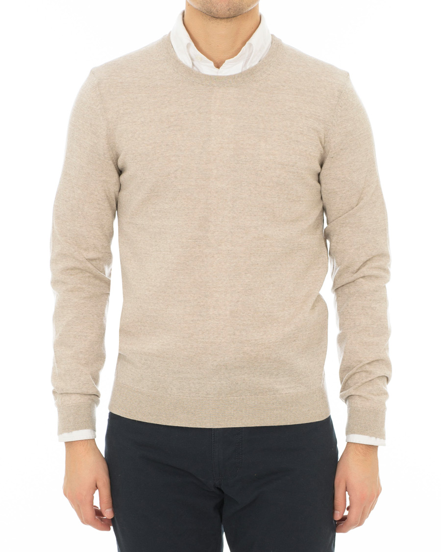 Herre | Trøjer | BOSS BLACK | BOSS Leno Merino Wool Crew Neck Pullover Beige