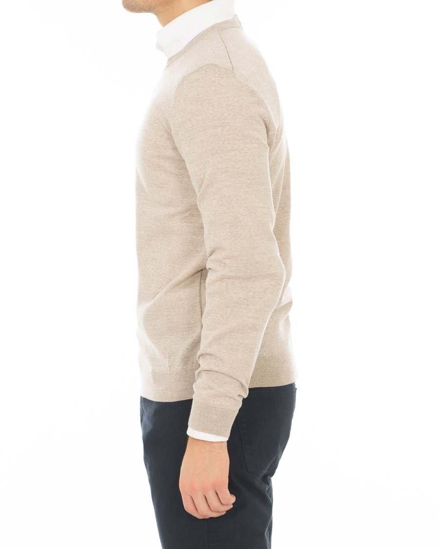 Herre | Trøjer | BOSS BLACK | BOSS Leno Merino Wool Crew Neck Pullover Beige