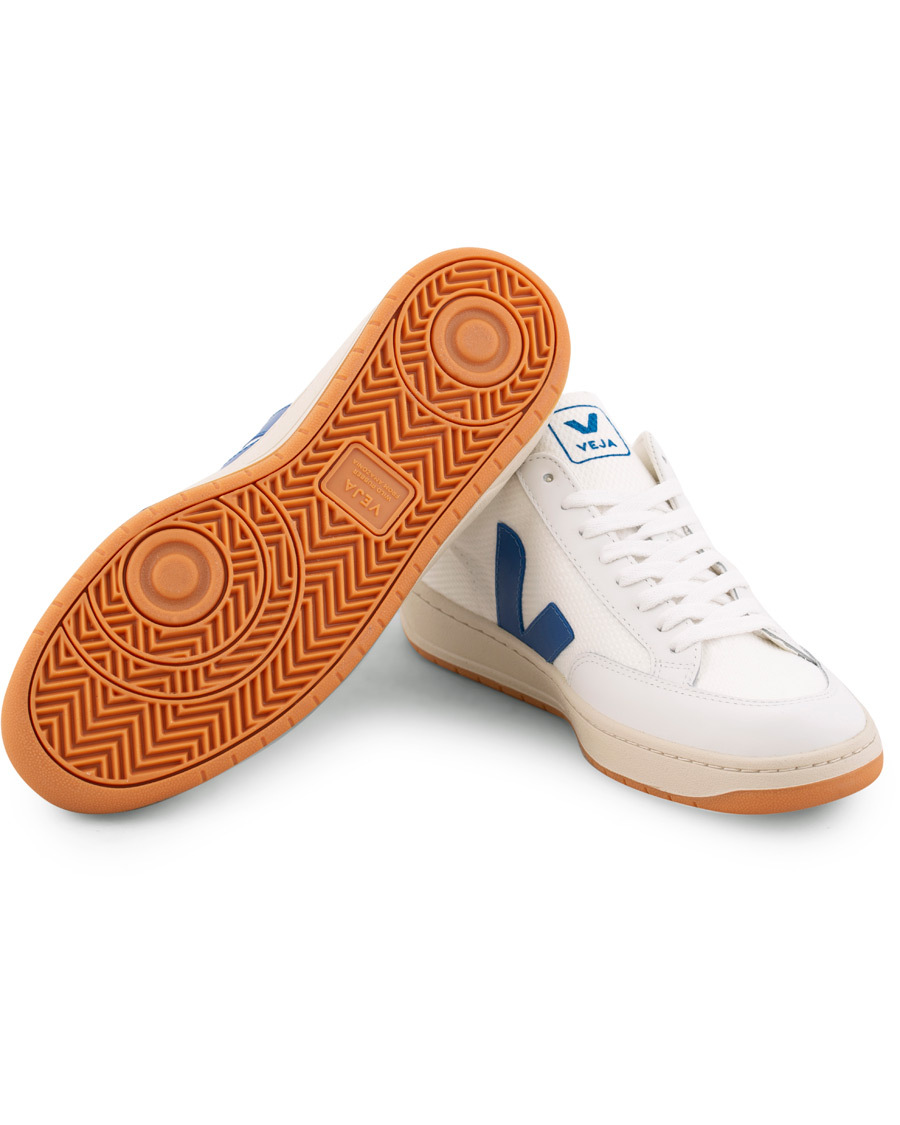 Herre | Veja V-12 Mesh Sneaker White/Indigo/Orange/Flou | Veja | V-12 Mesh Sneaker White/Indigo/Orange/Flou