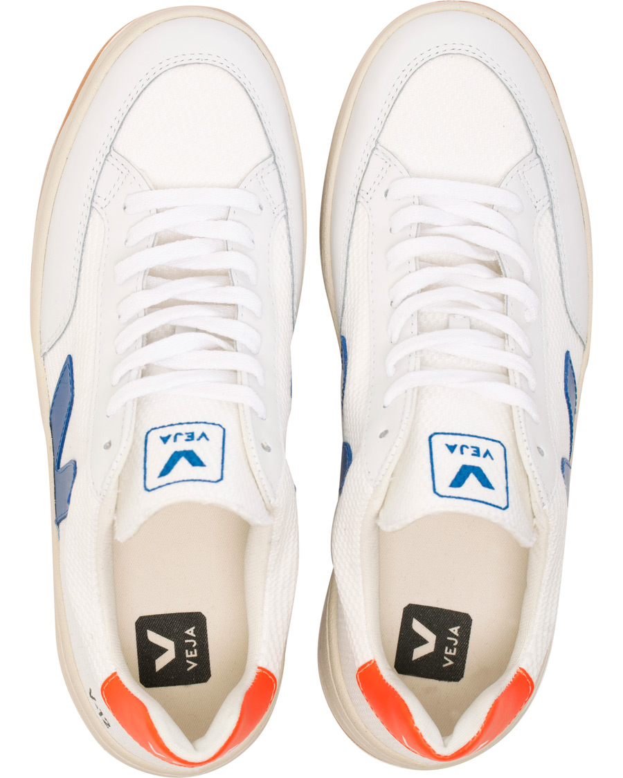Herre | Veja V-12 Mesh Sneaker White/Indigo/Orange/Flou | Veja | V-12 Mesh Sneaker White/Indigo/Orange/Flou