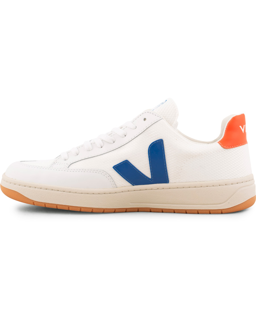 Herre | Veja V-12 Mesh Sneaker White/Indigo/Orange/Flou | Veja | V-12 Mesh Sneaker White/Indigo/Orange/Flou