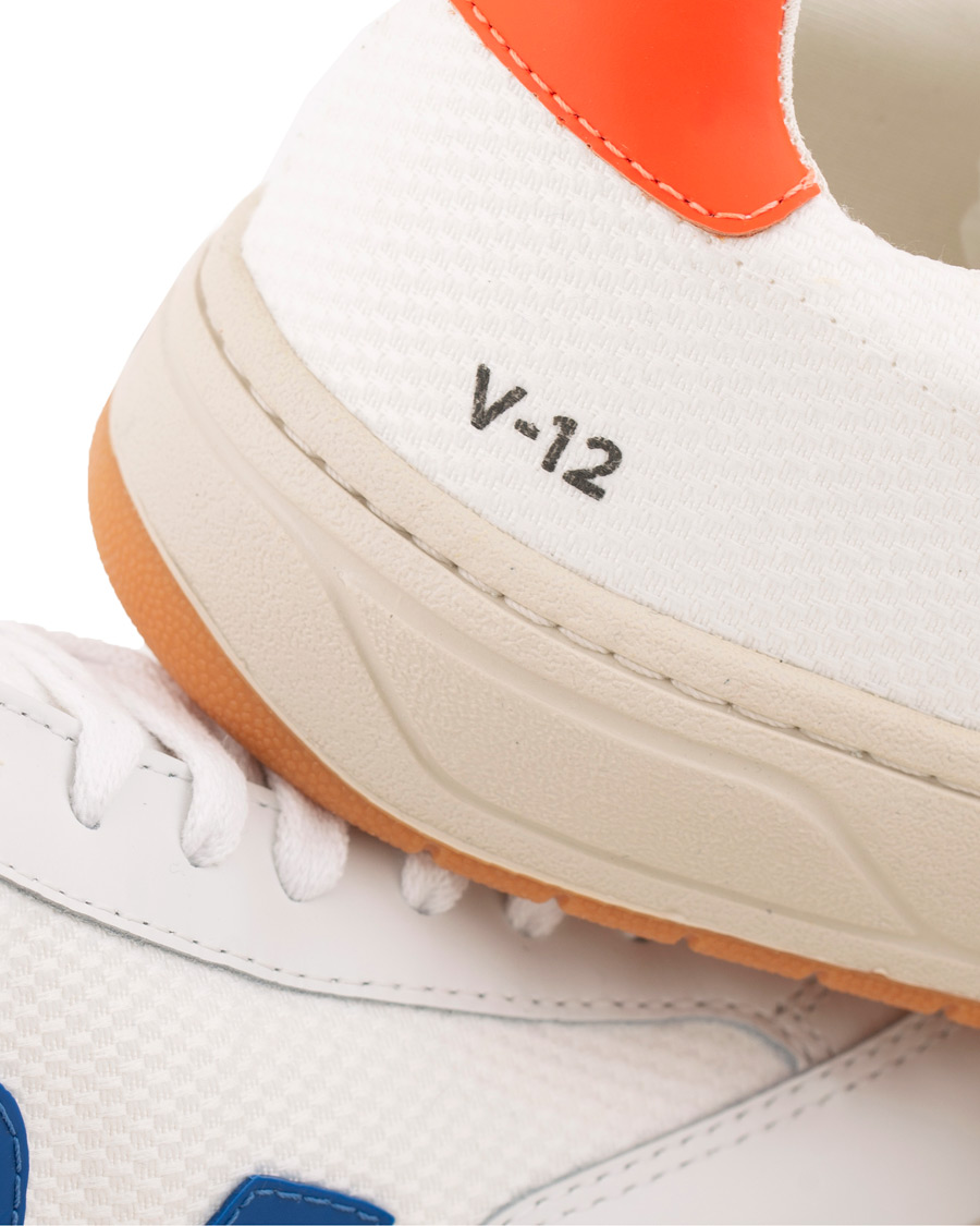 Herre | Veja V-12 Mesh Sneaker White/Indigo/Orange/Flou | Veja | V-12 Mesh Sneaker White/Indigo/Orange/Flou