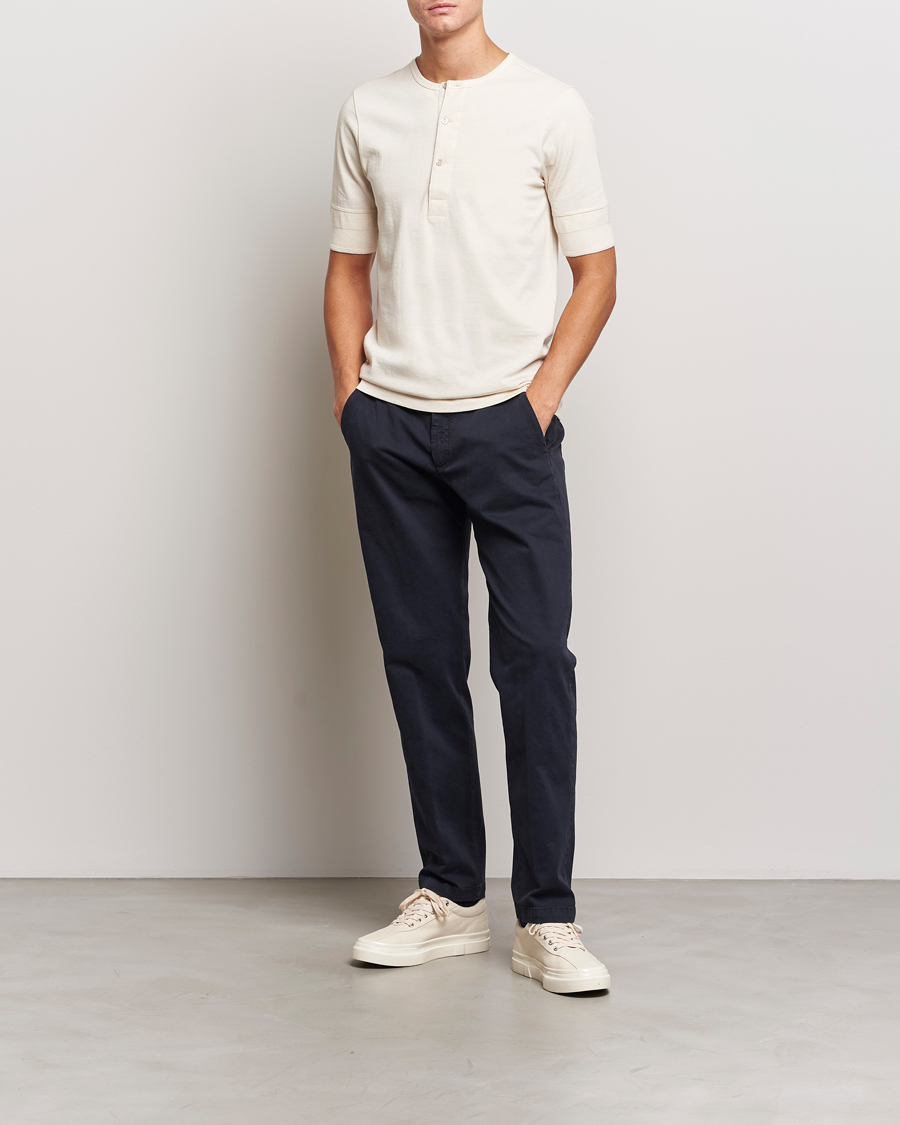 Herre | Trøjer | Merz b. Schwanen | Short Sleeve Organic Cotton Henley Nature