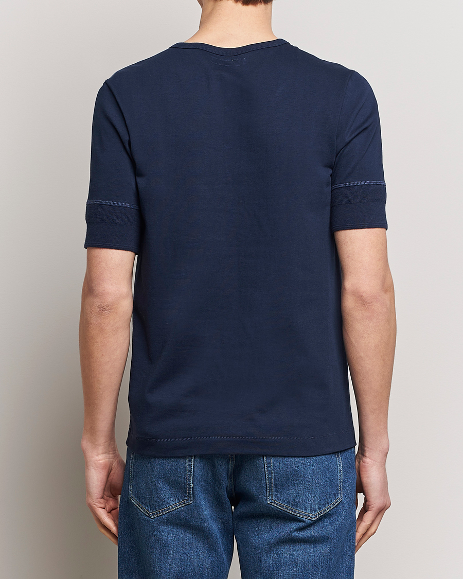 Herre | Trøjer | Merz b. Schwanen | Short Sleeve Organic Cotton Henley Ink Blue