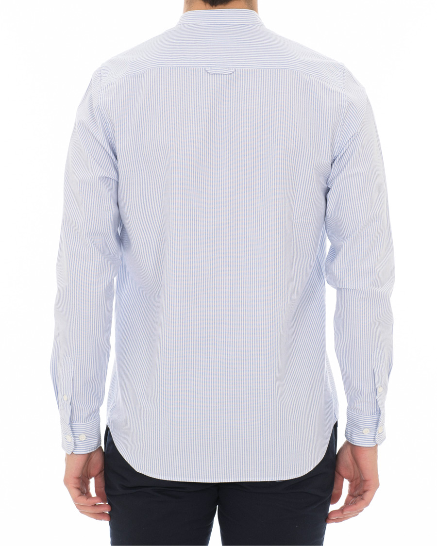 Herre | Skjorter | Norse Projects | Hans Collarless Oxford Stripe Shirt Light Blue