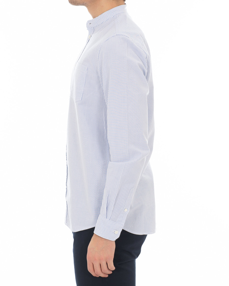 Herre | Skjorter | Norse Projects | Hans Collarless Oxford Stripe Shirt Light Blue