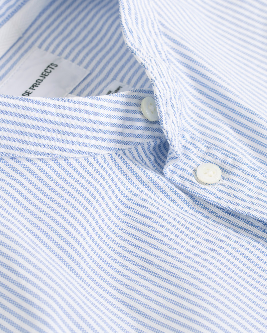 Herre | Skjorter | Norse Projects | Hans Collarless Oxford Stripe Shirt Light Blue