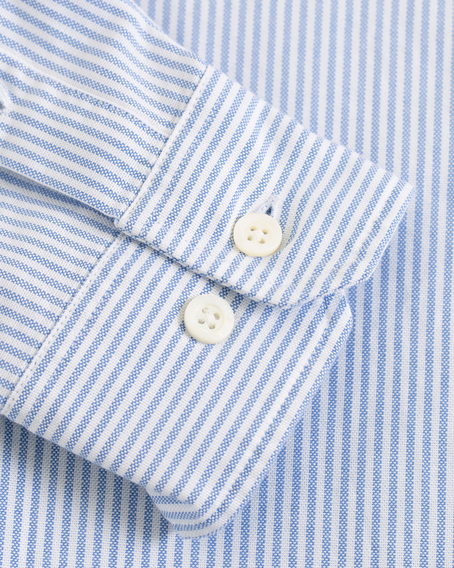 Herre | Skjorter | Norse Projects | Hans Collarless Oxford Stripe Shirt Light Blue