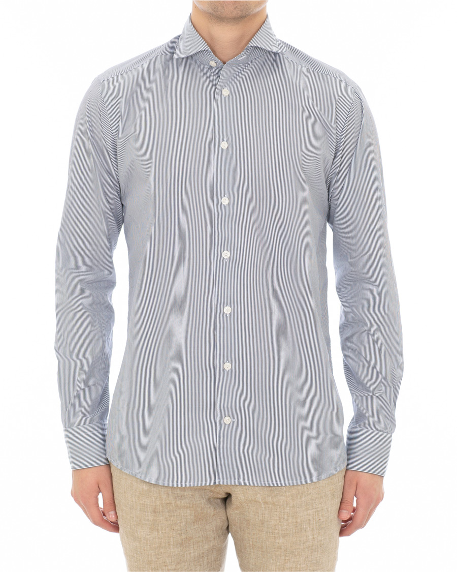 Herre | Skjorter | Eton | Slim Fit Lightweight Stripe Extreme Cutaway Blue