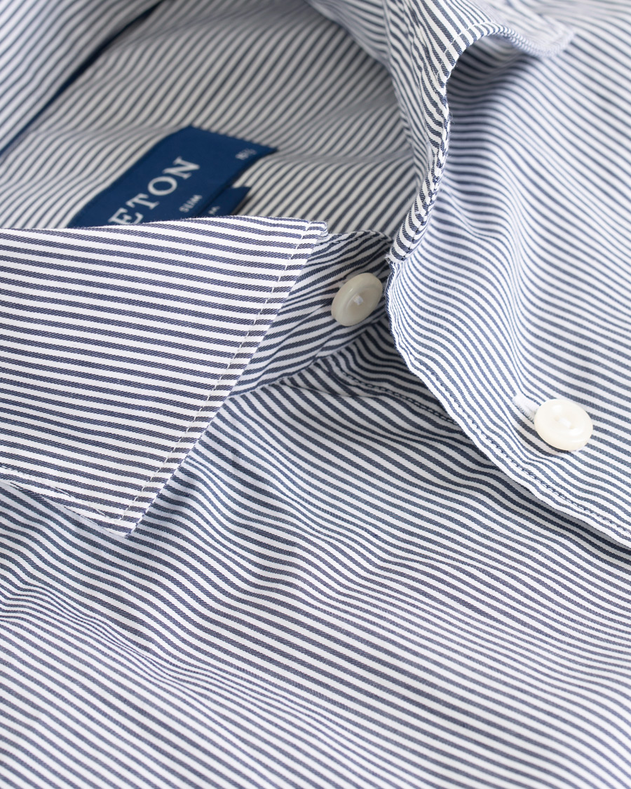 Herre | Skjorter | Eton | Slim Fit Lightweight Stripe Extreme Cutaway Blue