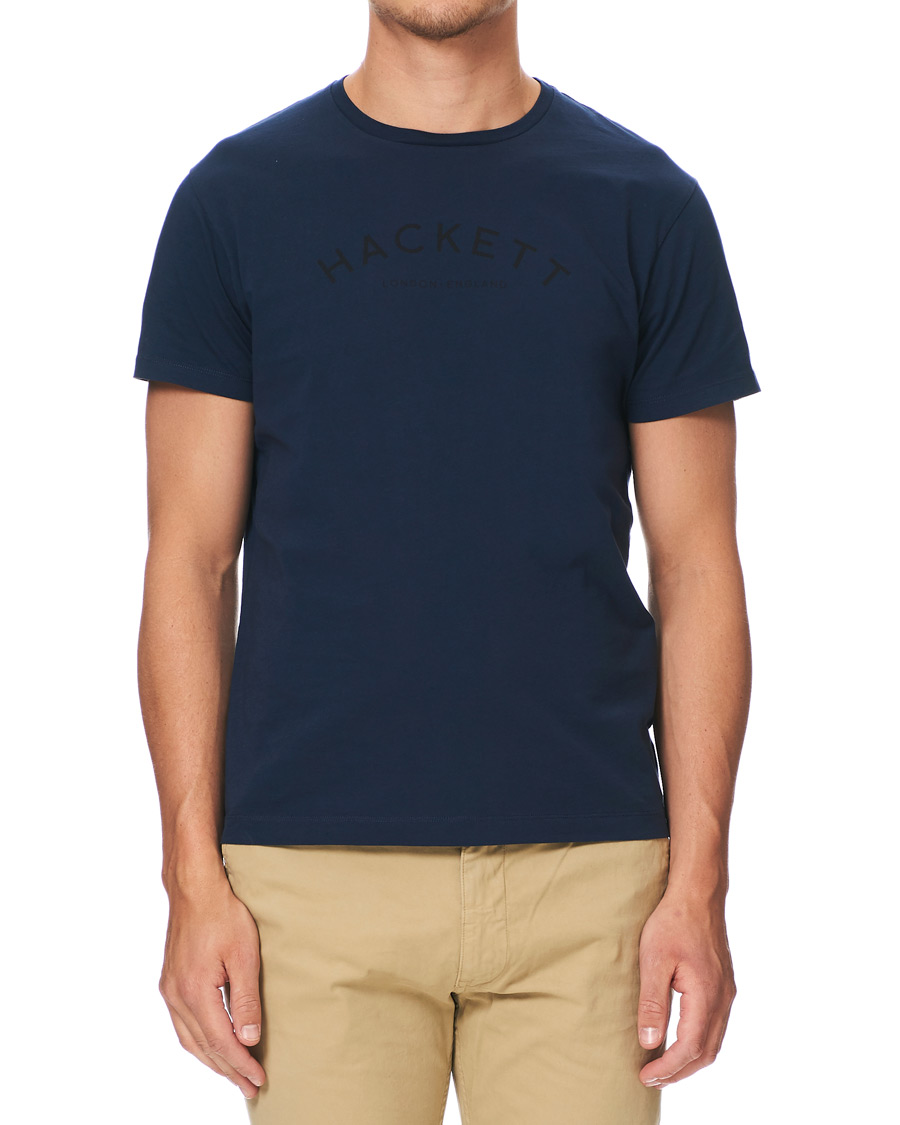Herre | T-Shirts | Hackett | Logo Crew Neck Tee Navy