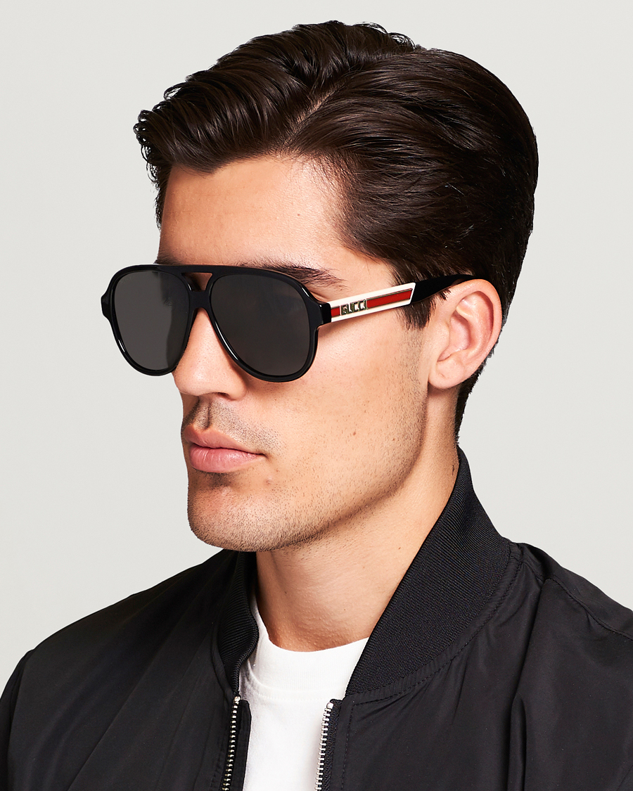 Herre | Gucci GG0463S Sunglasses Black/White/Grey | Gucci | GG0463S Sunglasses Black/White/Grey