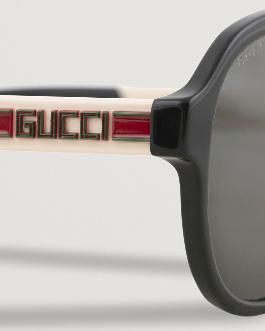 Herre | Gucci GG0463S Sunglasses Black/White/Grey | Gucci | GG0463S Sunglasses Black/White/Grey