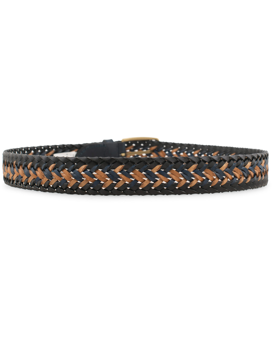 Herre | Morris Braided Leather Belt Navy/Nature | Morris | Braided Leather Belt Navy/Nature