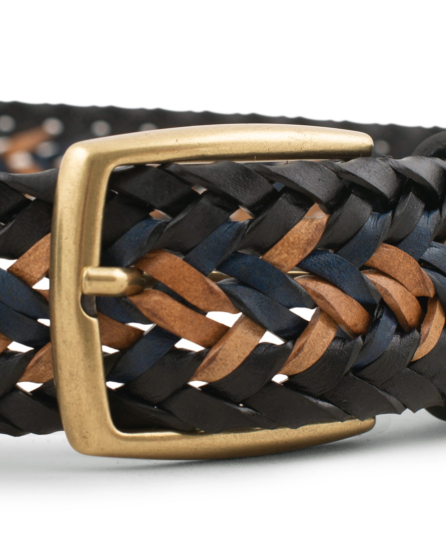 Herre | Morris Braided Leather Belt Navy/Nature | Morris | Braided Leather Belt Navy/Nature