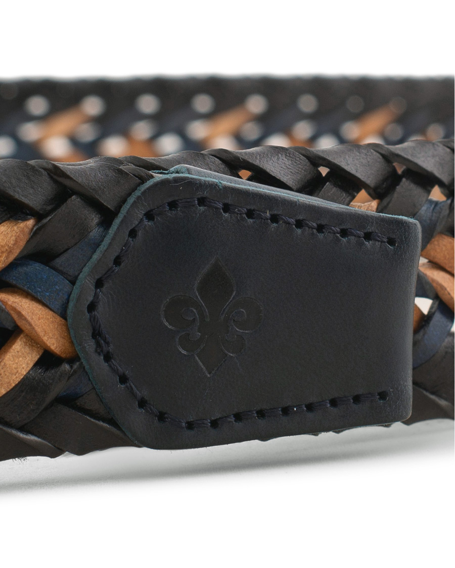 Herre | Morris Braided Leather Belt Navy/Nature | Morris | Braided Leather Belt Navy/Nature