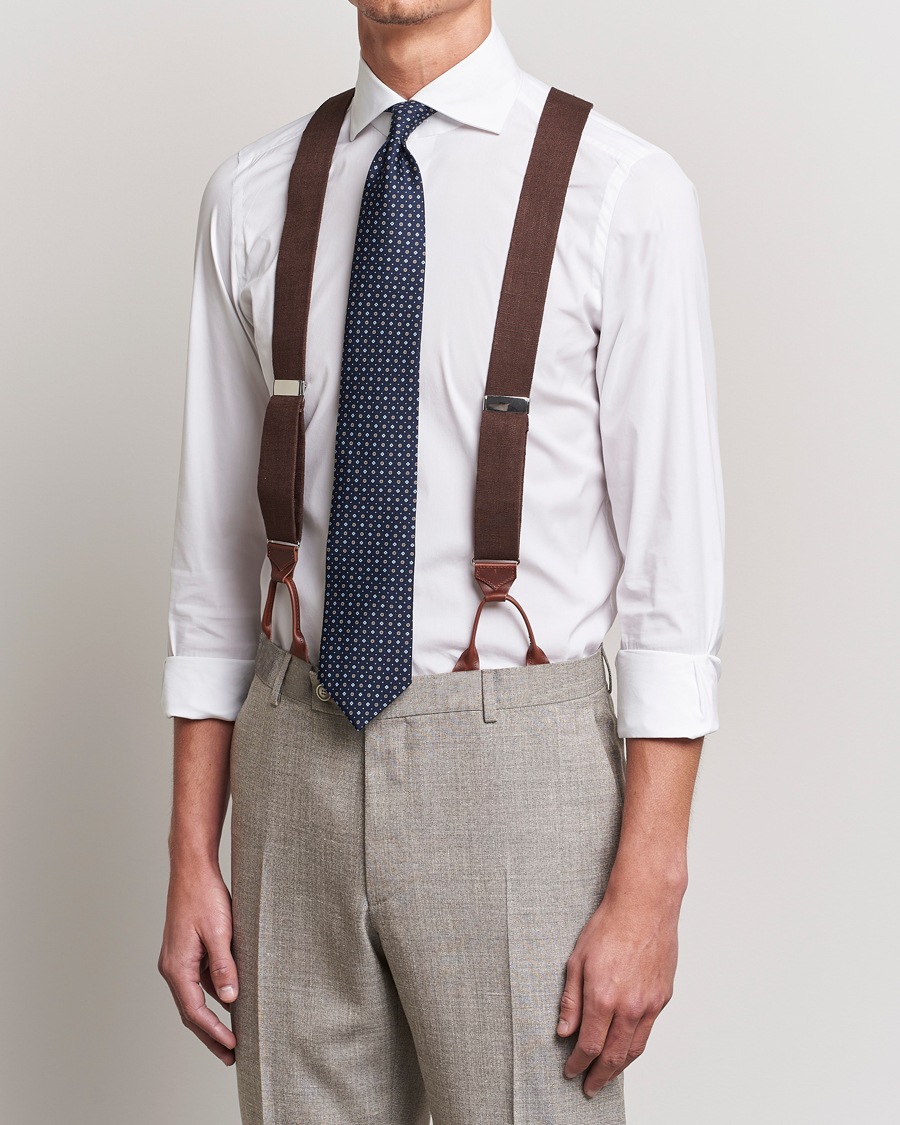 Herre | Albert Thurston Linen Braces 38mm Brown | Albert Thurston | Linen Braces 38mm Brown