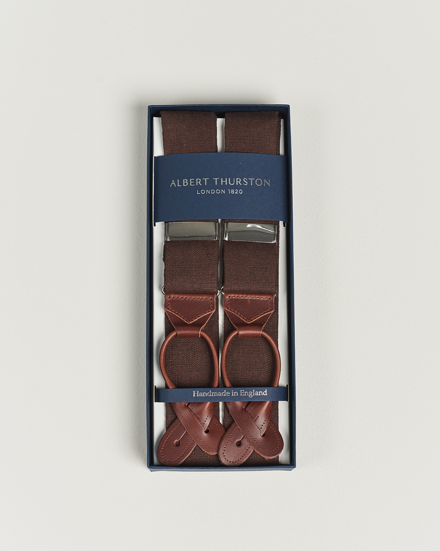 Herre | Albert Thurston Linen Braces 38mm Brown | Albert Thurston | Linen Braces 38mm Brown
