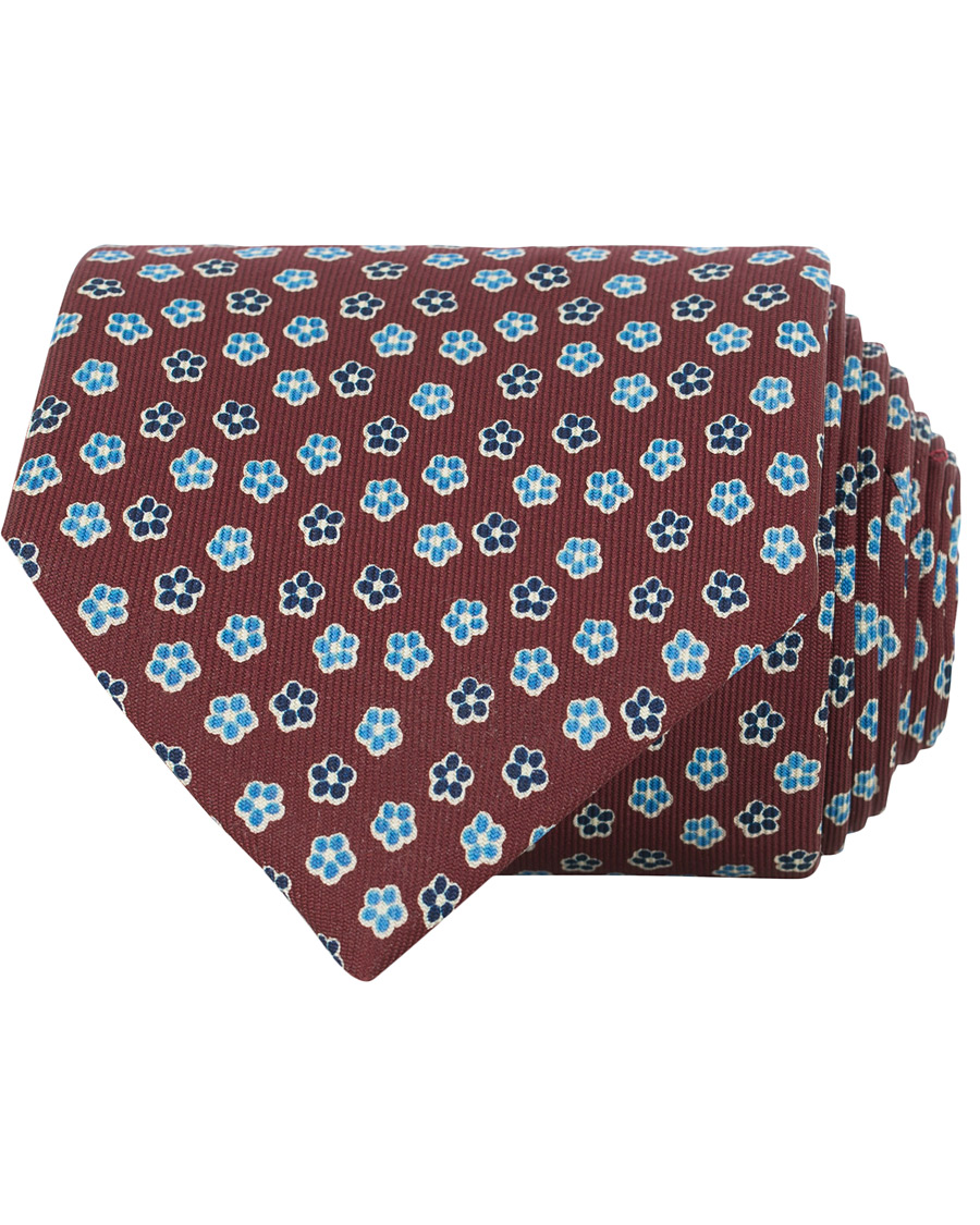 Herre | E. Marinella 3-Fold Micro Flower 8 cm Silk Tie Burgundy | E. Marinella | 3-Fold Micro Flower 8 cm Silk Tie Burgundy