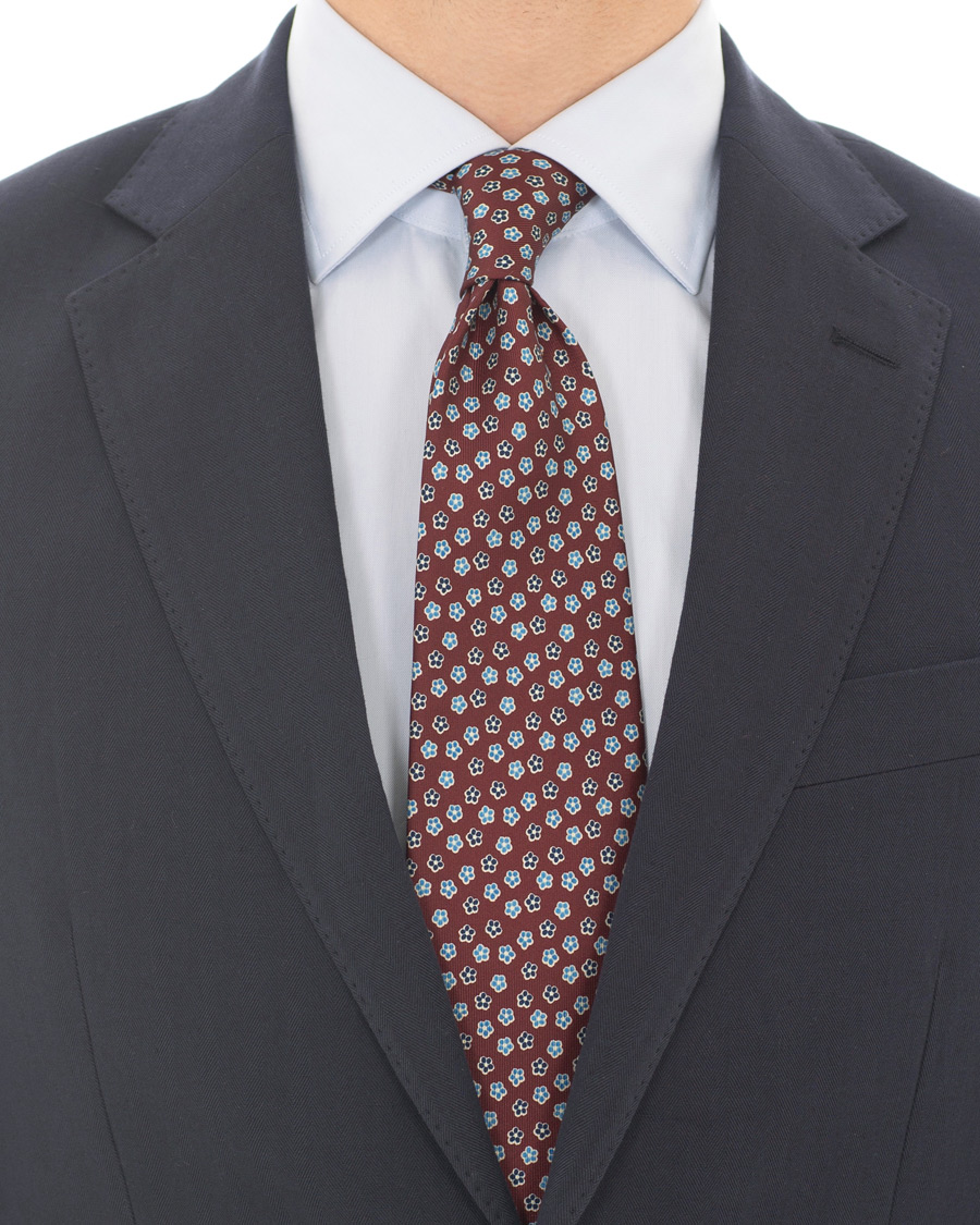 Herre | E. Marinella 3-Fold Micro Flower 8 cm Silk Tie Burgundy | E. Marinella | 3-Fold Micro Flower 8 cm Silk Tie Burgundy
