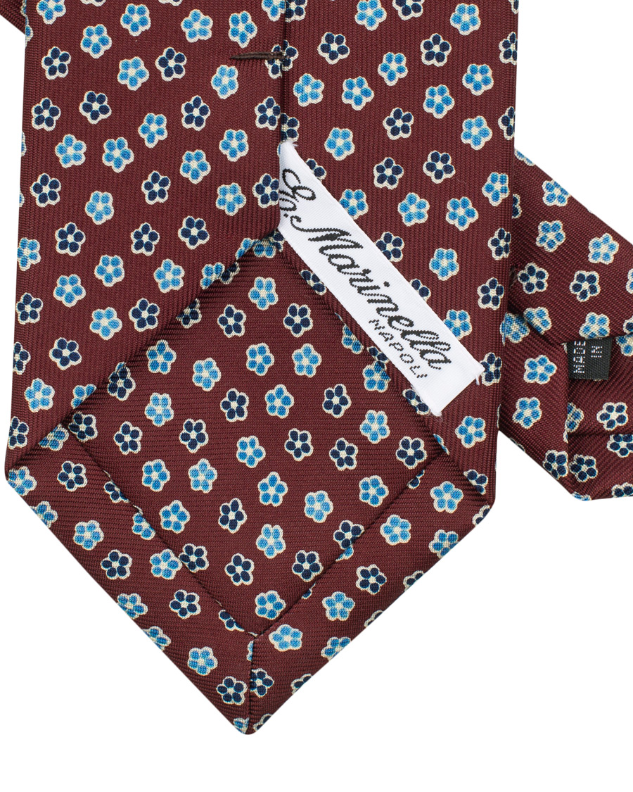 Herre | E. Marinella 3-Fold Micro Flower 8 cm Silk Tie Burgundy | E. Marinella | 3-Fold Micro Flower 8 cm Silk Tie Burgundy
