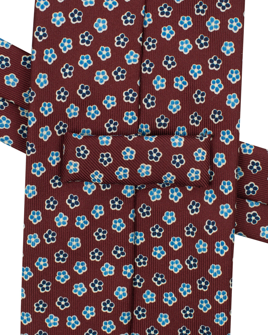 Herre | E. Marinella 3-Fold Micro Flower 8 cm Silk Tie Burgundy | E. Marinella | 3-Fold Micro Flower 8 cm Silk Tie Burgundy
