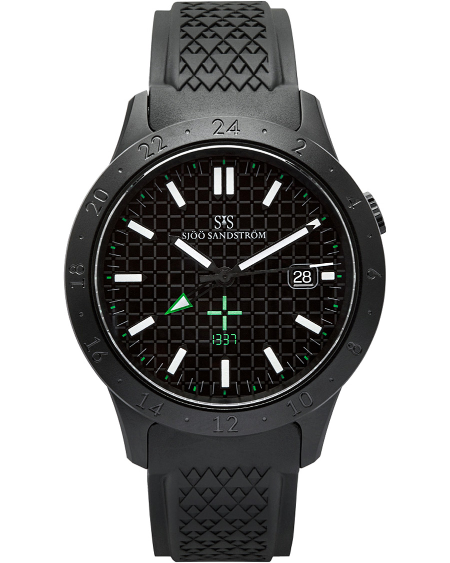 Herre | Sjöö Sandström Royal Steel Worldtimer LEET Black with Rubber 41mm | Sjöö Sandström | Royal Steel Worldtimer LEET Black with Rubber 41mm