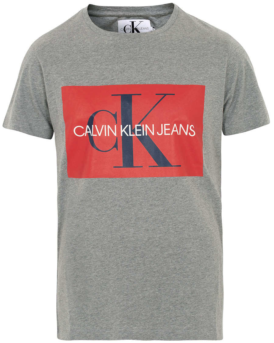 Herre | T-Shirts | Calvin Klein Jeans | Monogram Box Logo Tee Grey Heather