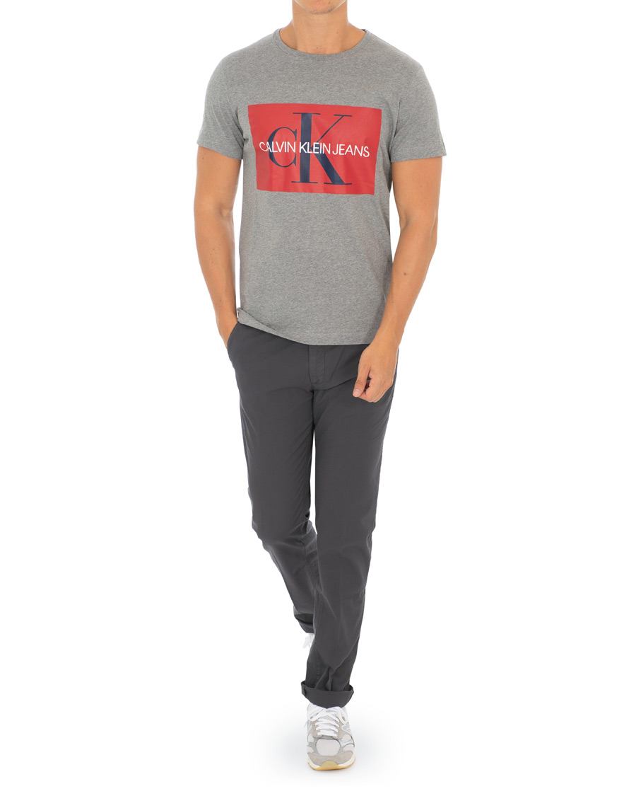 Herre | T-Shirts | Calvin Klein Jeans | Monogram Box Logo Tee Grey Heather