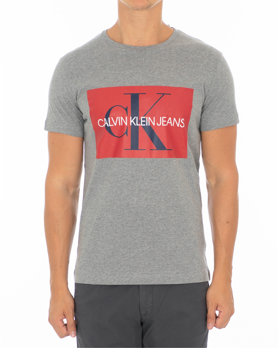 Herre | T-Shirts | Calvin Klein Jeans | Monogram Box Logo Tee Grey Heather