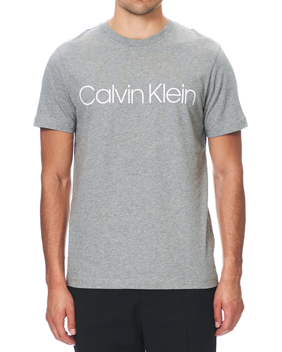Herre | T-Shirts | Calvin Klein | Front Logo Tee Mid Grey Heather
