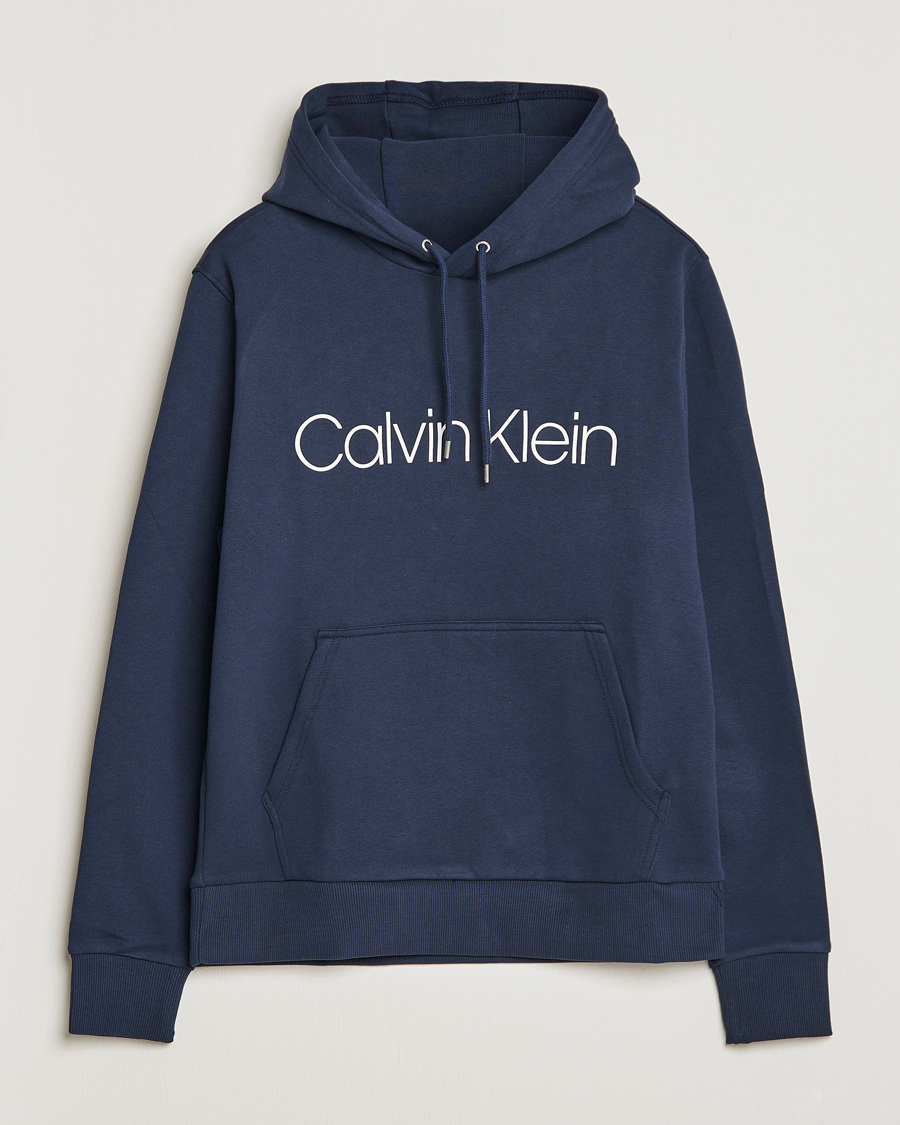 Herre |  | Calvin Klein | Front Logo Hoodie Navy