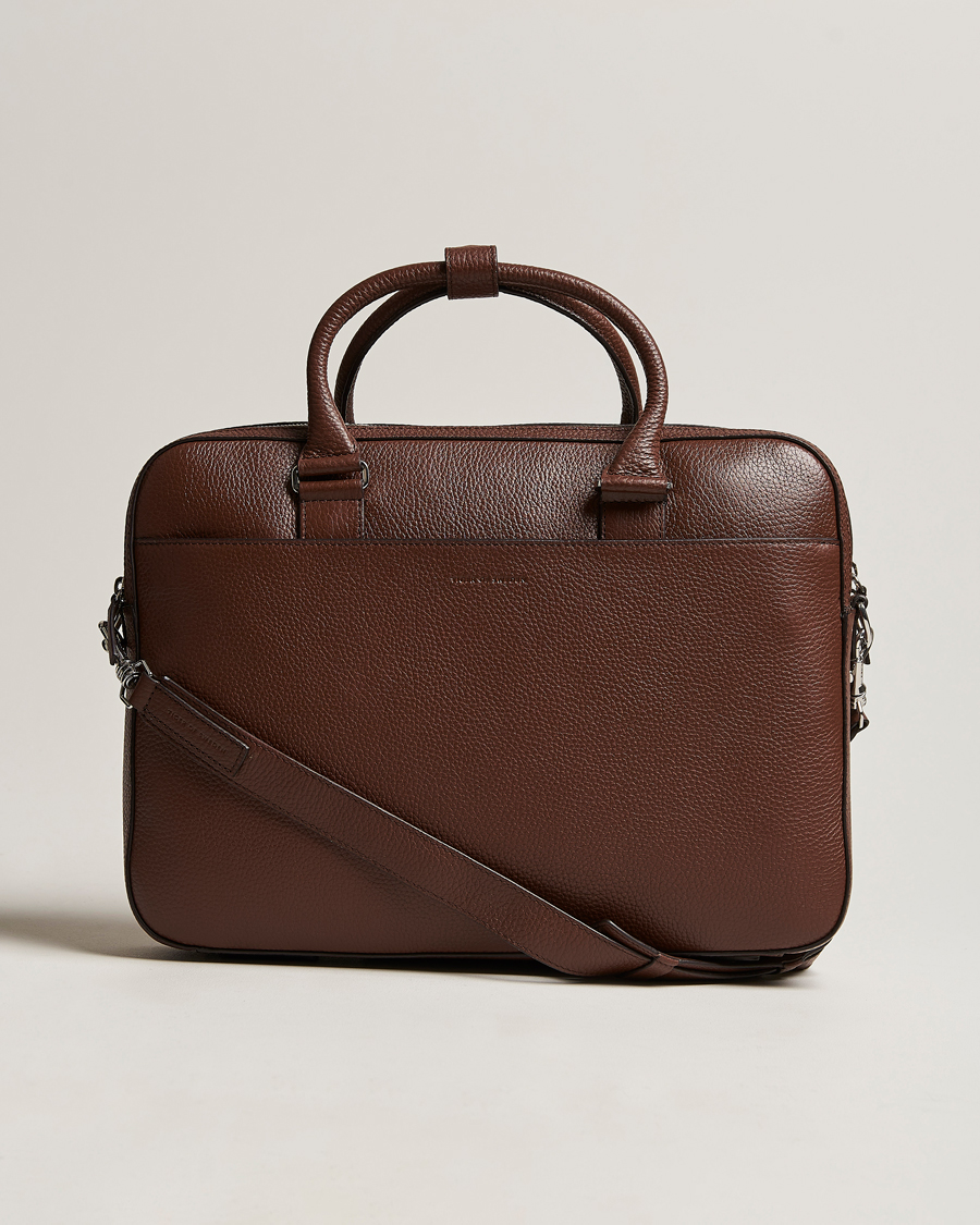 Herre | Tasker | Tiger of Sweden | Burin Grained Leather Briefcase Brown