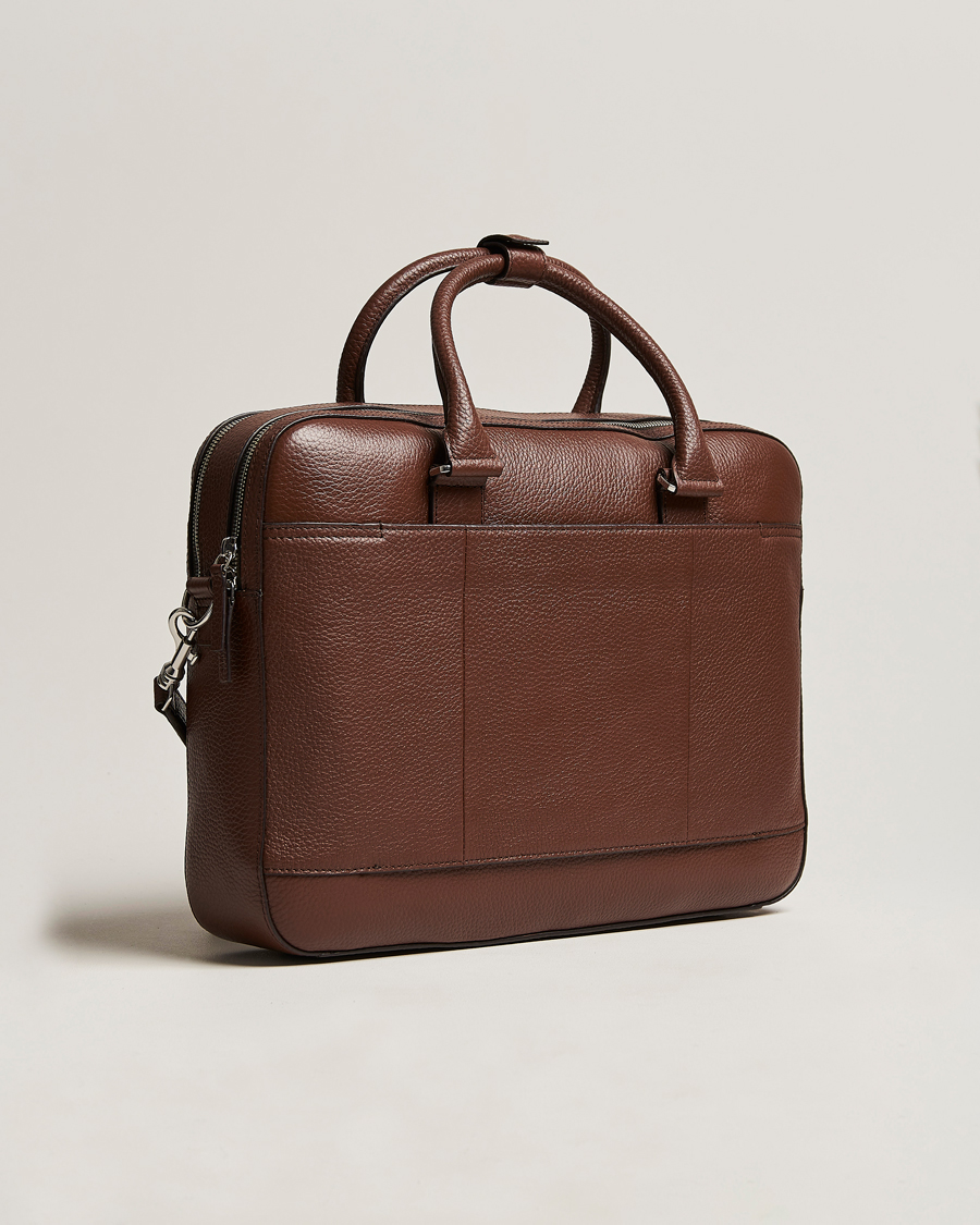 Herre | Tasker | Tiger of Sweden | Burin Grained Leather Briefcase Brown