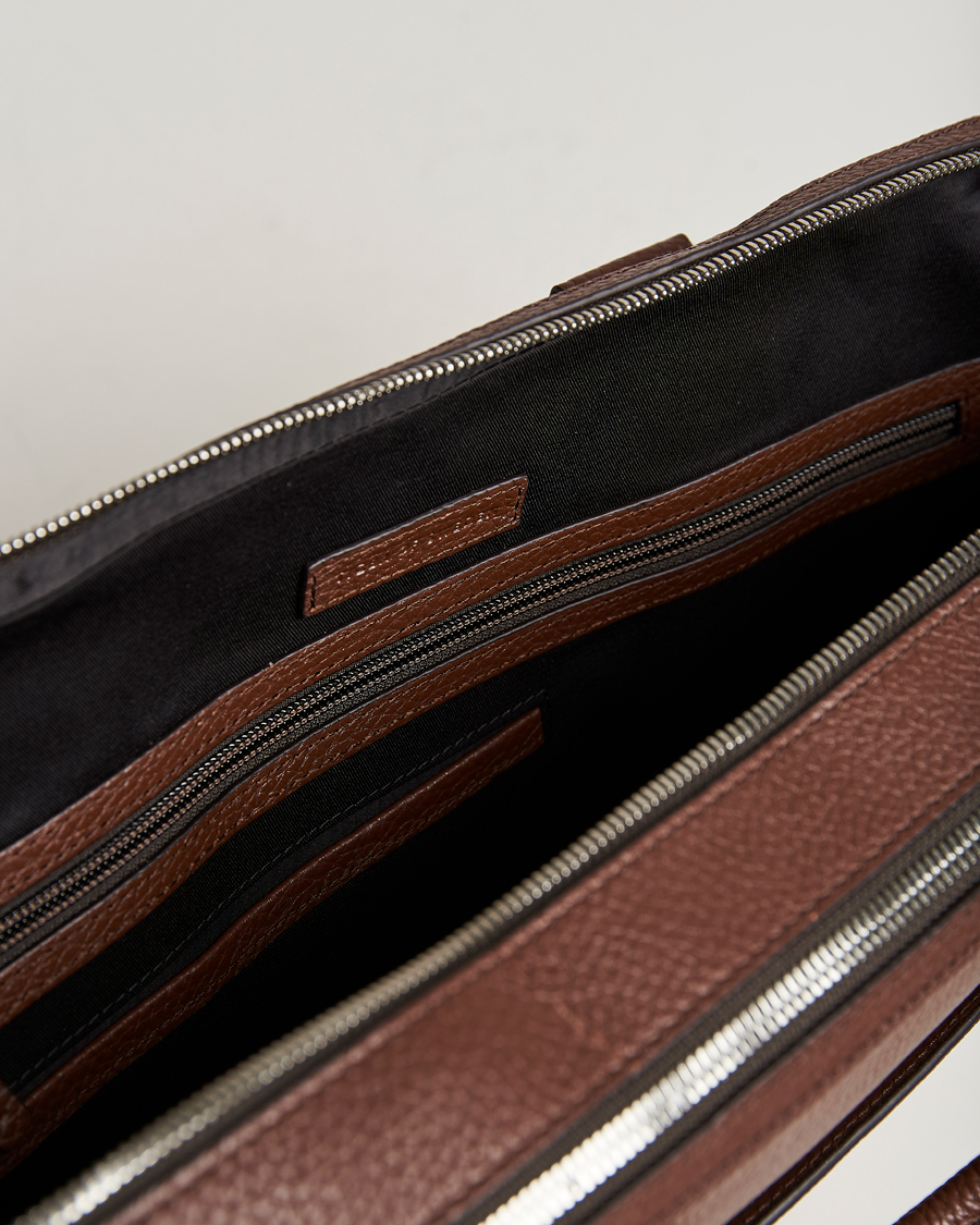 Herre | Tasker | Tiger of Sweden | Burin Grained Leather Briefcase Brown