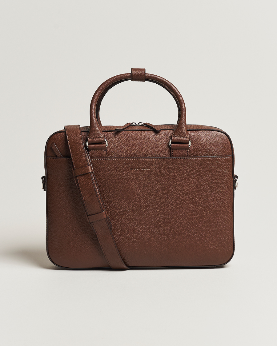 Herre | Tasker | Tiger of Sweden | Bosun Grained Leather Briefcase Brown