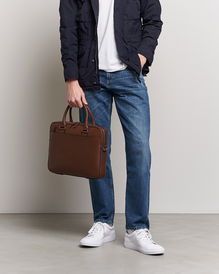 Herre | Tilbehør | Tiger of Sweden | Bosun Grained Leather Briefcase Brown