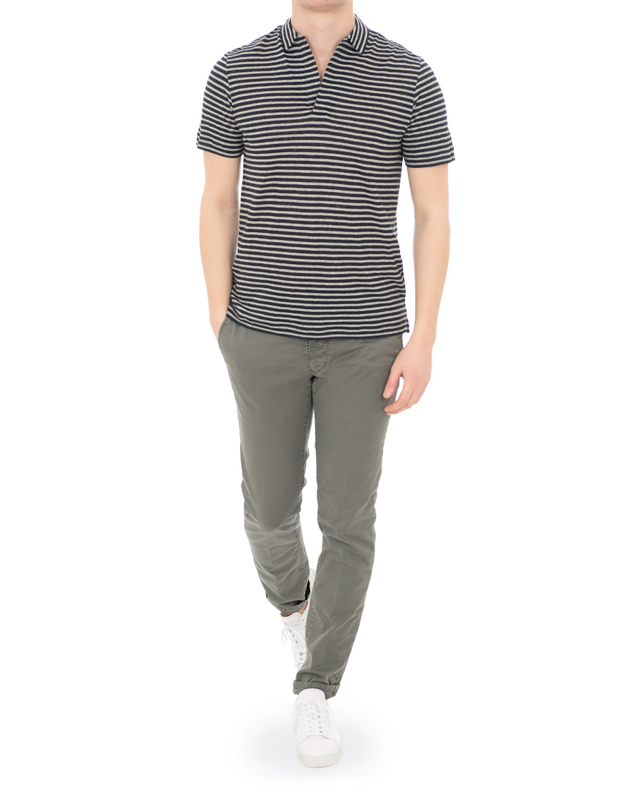 Herre | Polotrøjer | Oscar Jacobson | Cornelis Striped Short Sleeve Polo Blue/White