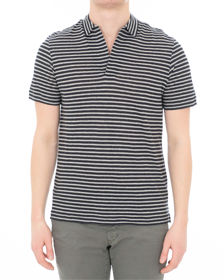 Herre | Polotrøjer | Oscar Jacobson | Cornelis Striped Short Sleeve Polo Blue/White