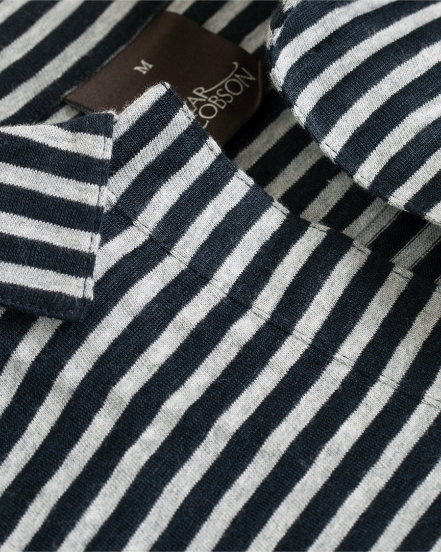 Herre | Polotrøjer | Oscar Jacobson | Cornelis Striped Short Sleeve Polo Blue/White