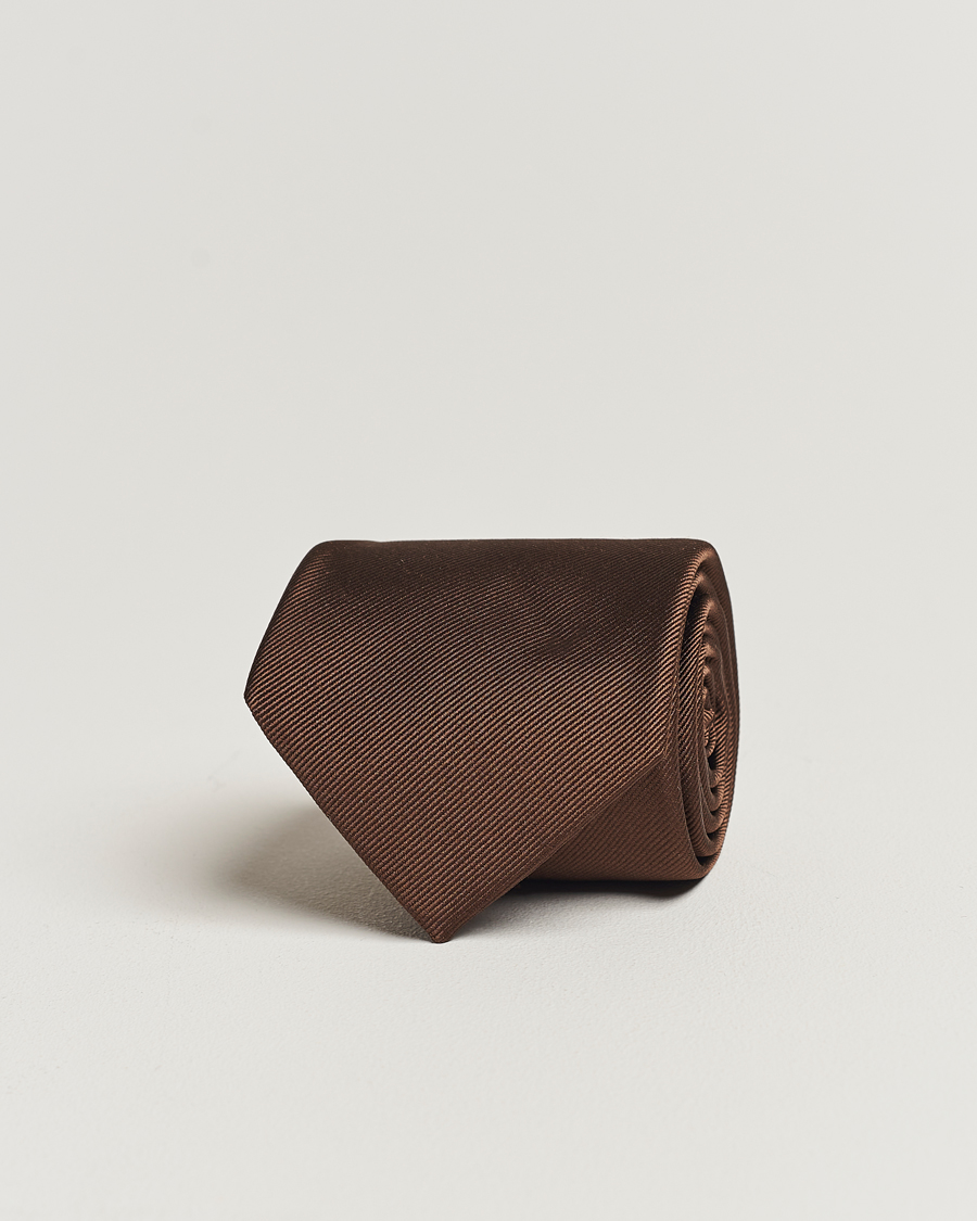 Herre | Slips | Amanda Christensen | Plain Classic Tie 8 cm Brown