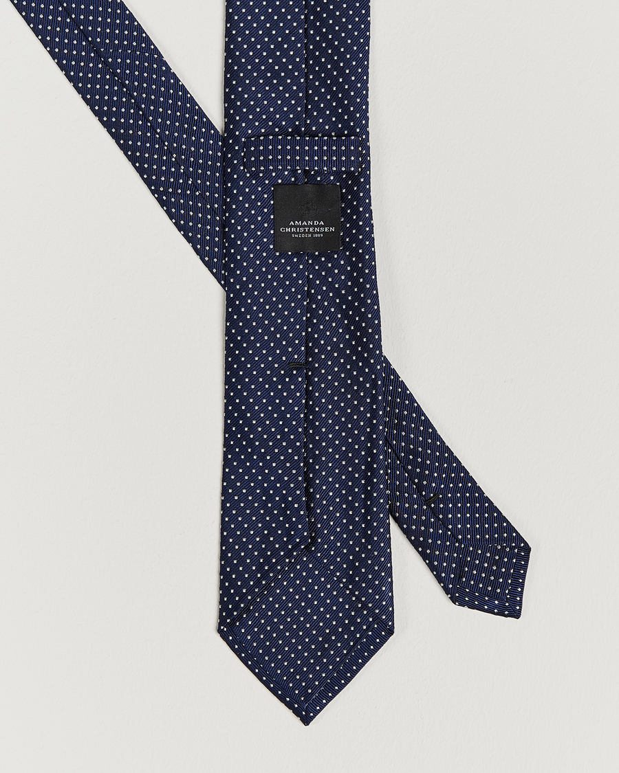 Herre | Slips | Amanda Christensen | Micro Dot Classic Tie 8 cm Navy/White
