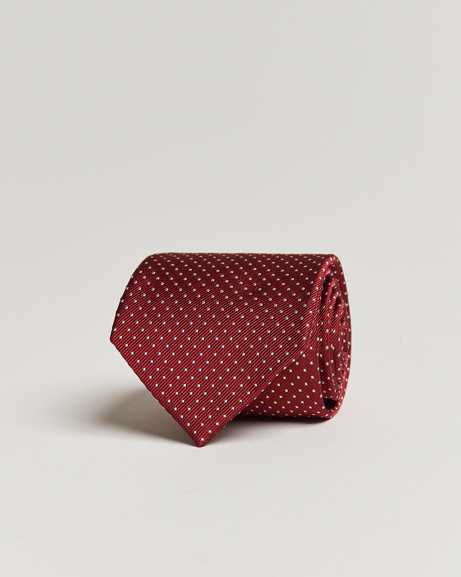 Herre | Slips | Amanda Christensen | Micro Dot Classic Tie 8 cm Wine/White