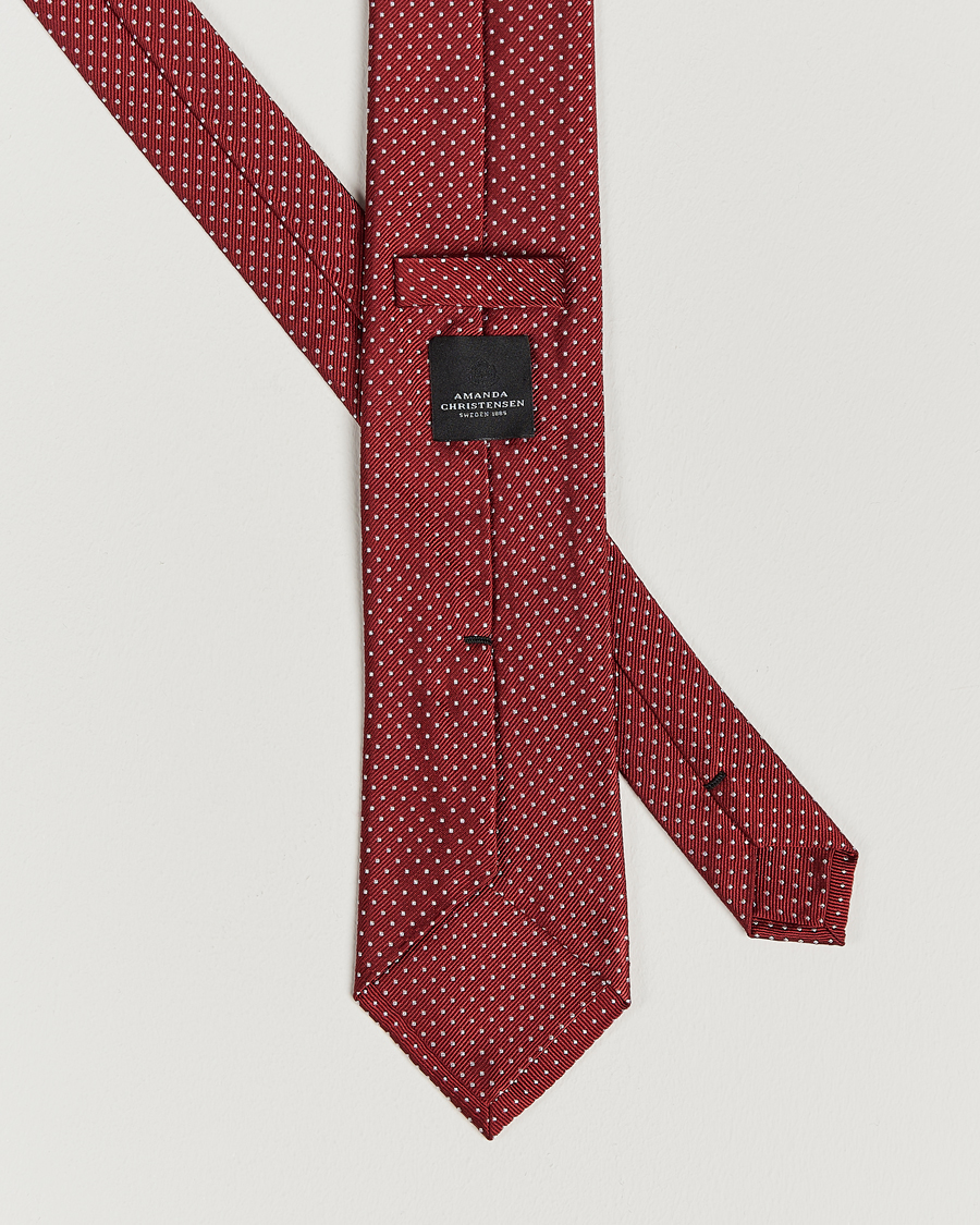Herre | Slips | Amanda Christensen | Micro Dot Classic Tie 8 cm Wine/White