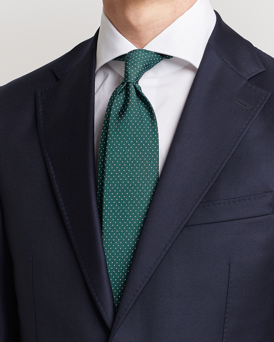 Men | Ties | Amanda Christensen | Micro Dot Classic Tie 8 cm Green/White