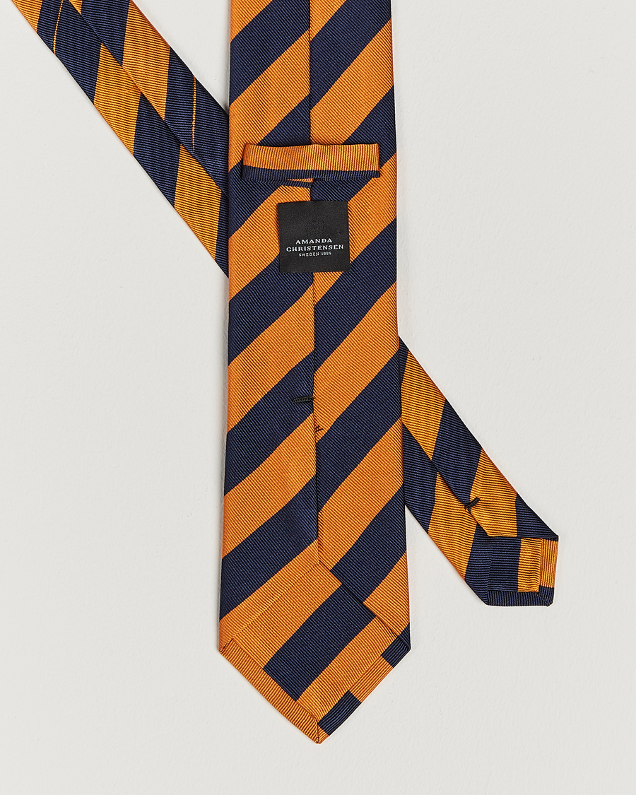 Herre | Tilbehør | Amanda Christensen | Regemental Stripe Classic Tie 8 cm Orange/Navy