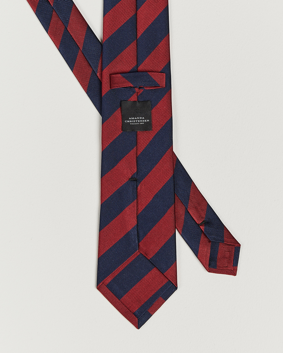 Herre | Tilbehør | Amanda Christensen | Regemental Stripe Classic Tie 8 cm Wine/Navy